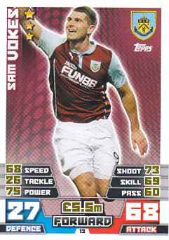 Sam Vokes Burnley 2014/15 Topps Match Attax #13